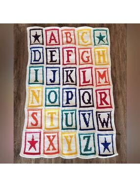 Multicolor Alphabet Blanket Handmade #2860